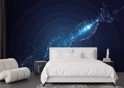 Abstract polygonal space low poly dark background with connecting dots and lines. Connection structure. Wall mural