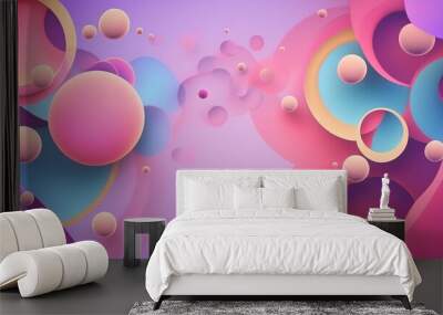 Abstract gradient pink and blue bubble background wallpaper. Generative AI. Wall mural