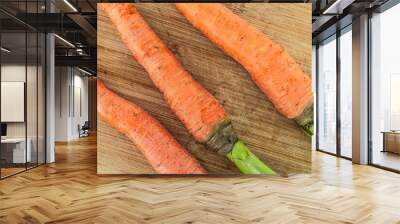 fresh carrots many orange root vegetables clean closeup beta carontin source Wall mural