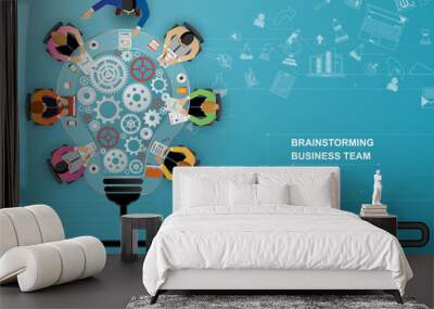 business meeting and brainstorming. idea and business concept for teamwork. vector illustration info Wall mural