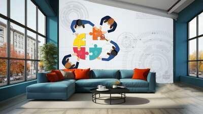 business meeting and brainstorming. idea and business concept for teamwork. vector illustration info Wall mural