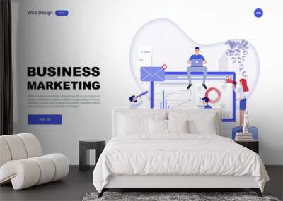 Concept for business marketing ,analysis and brainstorm, teamwork, creative innovation, consulting and project management strategy.Vector illustration. Wall mural