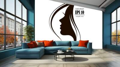 Beautiful woman face and hair Fashion icon Wall mural