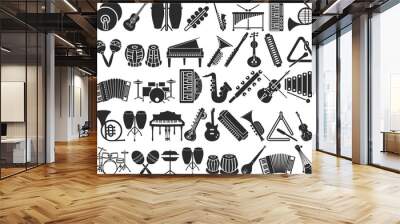 40 music instrument icon set, 40 musical icon set black vector Wall mural