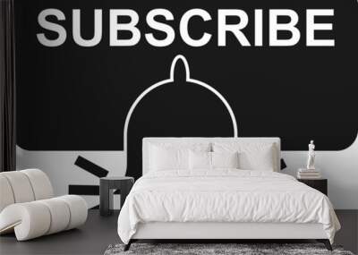 Subscribe, bell button and hand cursor.Subscribe button icon Wall mural