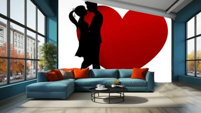 002 Man and woman couper kissing with love silhouette design ele Wall mural