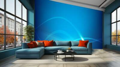 Abstract background blue wave curve and lighting element vector Wall mural