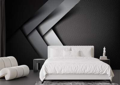 Abstract background dark and black carbon fiber vector illustrat Wall mural