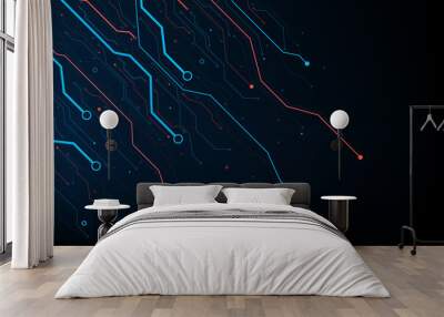 Abstract background electronic print circuit dot and line 002 Wall mural