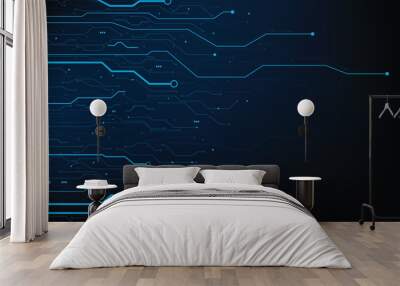 Abstract background electronic print circuit dot and line 012 Wall mural