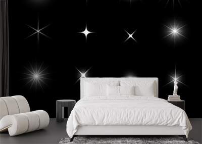 Collection of star light glitter and shine effect design element Wall mural