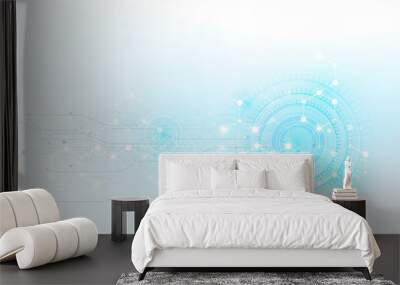 Futuristic Cyber technology blue and white abstract background with line and shadows element Vector illustration eps10 007 Wall mural