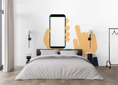 Hand holding smartphone with empty screen 001 Wall mural