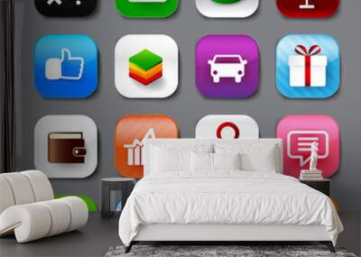 Set of mobile app and social media icons vector eps10 set 003 Wall mural