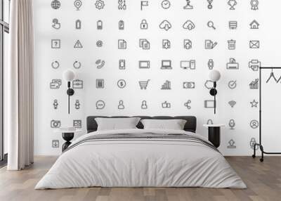 Simple line icons for web design and mobile ui vector illustrati Wall mural