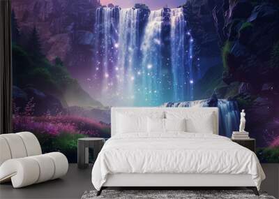 waterfall in the mountains Wall mural