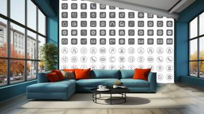 Web icon set. Business card contact information icons. Contact us icon set Wall mural