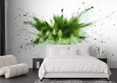 Green paint splash on white background, abstract art concept Wall mural