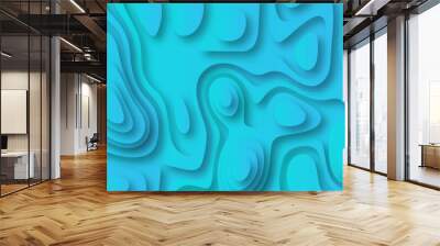 Abstract blue background with gradient color Topographic line map pattern. Contour elevation topographic and textured Background Modern design with blue background with topographic wavy patte. Wall mural