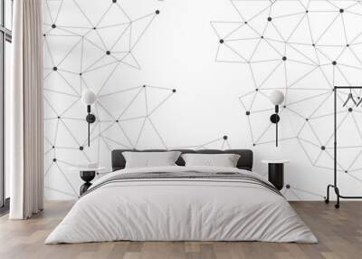 Abstract geometric background with connecting dots and lines with low poly triangle shapes. Polygonal Mesh Background Vector design digital technology concept Global network connection data structure. Wall mural