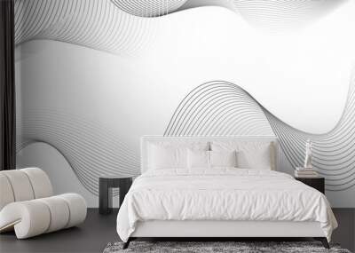 Abstract grey, white smooth element swoosh speed wave modern stream background. Wave with lines created using blend tool. Abstract frequency sound wave lines and twisted curve lines background. Wall mural