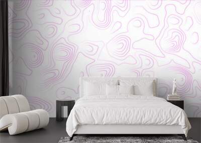 Abstract white background with pink gradient Topographic line map pattern. Contour elevation topographic and textured Background Modern design with White background with topographic wavy patte. Wall mural