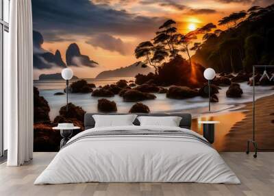 sunset on the beach Wall mural