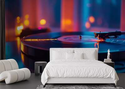 Minimalist Vinyl Record with Light Reflections Wall mural