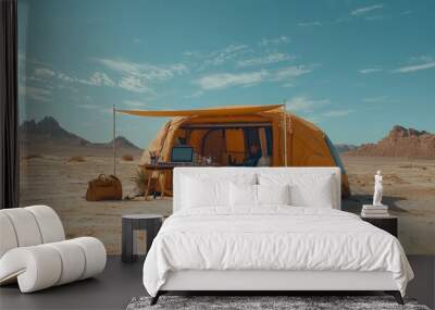 Mobile Workstation in Desert Landscape Wall mural