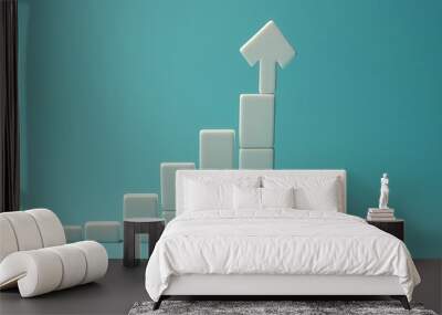 Upward Trend with Domino Blocks in Minimalist Design Wall mural