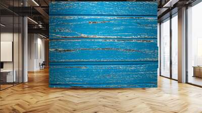 Blue rural wooden texture background in the morning light Wall mural