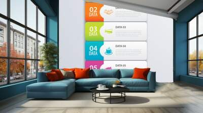 6 infographic tab index banner design vector and marketing template business. Can be used for workflow layout, diagram, annual report, web design. Business concept with steps processes. Wall mural