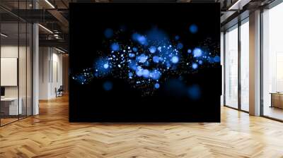 Blue glittering and bokeh star magic dust on background.Particles for your product. Wall mural