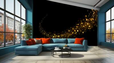 Gold glittering light bokeh abstract particles in dark background. Wall mural