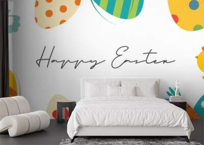 Happy easter egg greeting card background template.Can be used for invitation, ad, wallpaper,flyers, posters, brochure. Wall mural