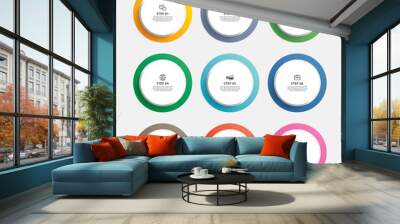 Infographics circle timeline with 9 number data template. Vector illustration abstract background. Wall mural