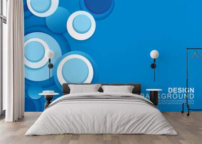 Paper layer circle blue abstract background. Curves and lines use for banner, cover, poster, wallpaper, design with space for text. Wall mural