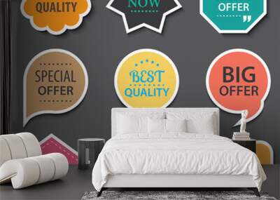 Set of commercial sale stickers, elements badges and labels  Wall mural