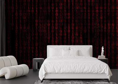 binary matrix red background2 Wall mural