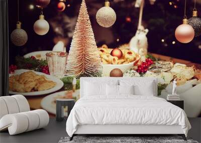 christmas table setting Wall mural