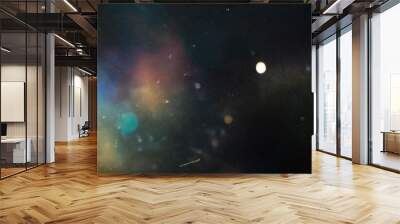 dust scratches background lens flare effect dark distressed aged faded grunge surface with stains particles noise colorful light design Wall mural