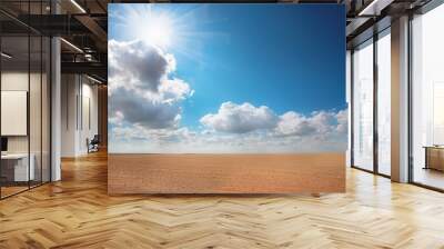 sunny sky background whith clouds and ground Wall mural