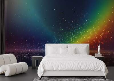 Abstract multicolored rainbow light on dark background Wall mural