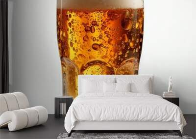 A glass of cold fresh beer with cap of foam. Splash of foam with tasty american beer. Beer day Wall mural