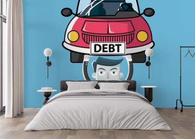 businessman carrying debt car Wall mural