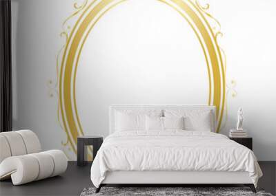 Oval frame and border Golden frame on white background, Thai pattern, vector illustration Wall mural