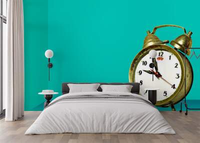 Retro clock with a Green backdrop Style Vintage Wall mural