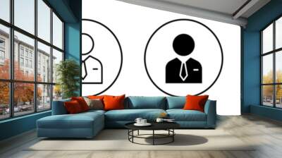 Businessman Icon. professional business man or company employee worker. corporate member profile avatar of male person logo symbol. office owner or ceo consultant vector. businessman in suit boss sign Wall mural