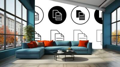 Duplicate icon Black and white outline vector Wall mural