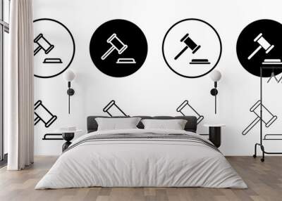 Gavel icon Black and white outline vector Wall mural